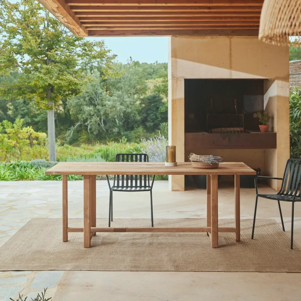 Tikamoon Tuintafel van gerecycled massief teakhout voor 6/8 personen - Naturel