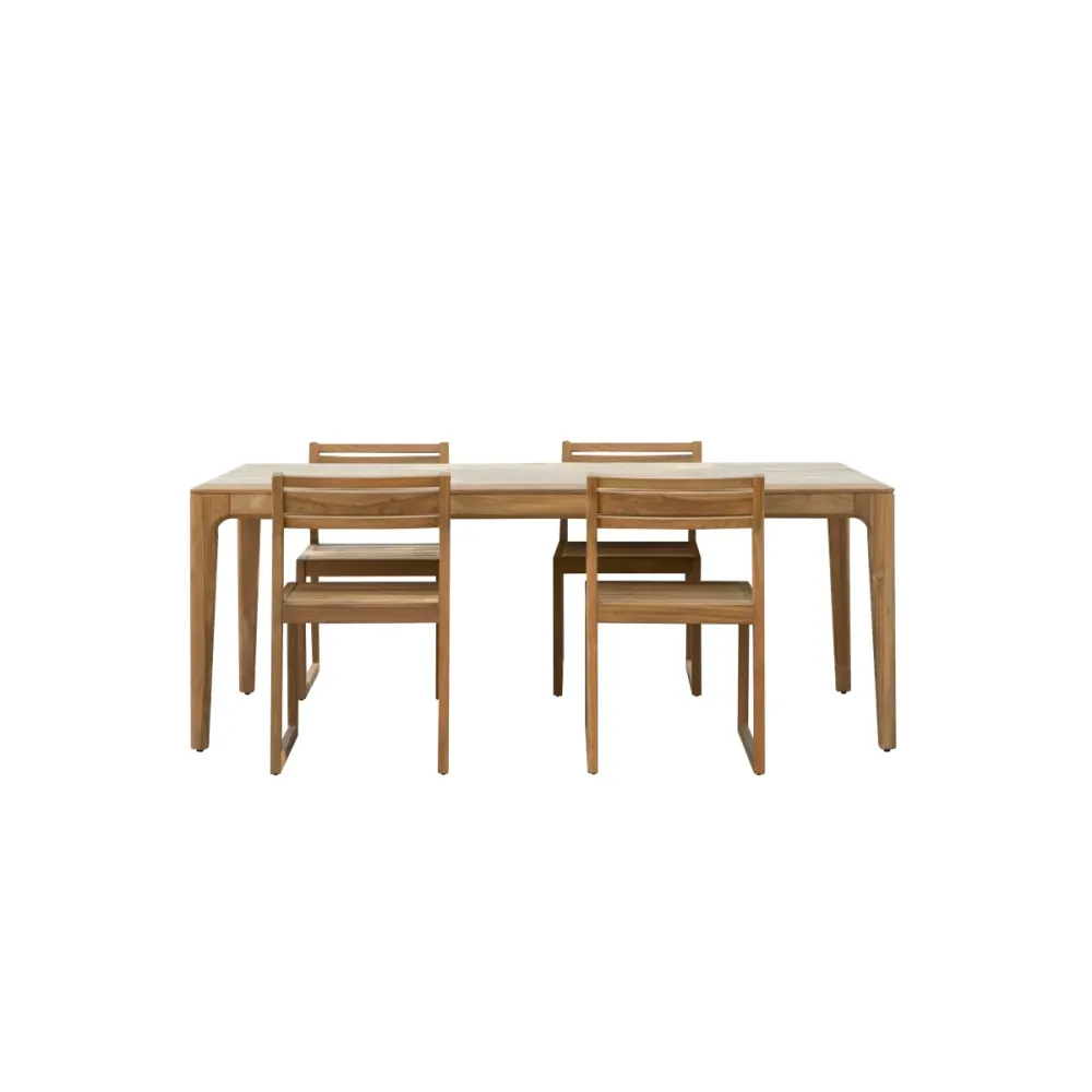 Tikamoon Tuintafelset van gerecycled massief teakhout 4 stoelen - Naturel