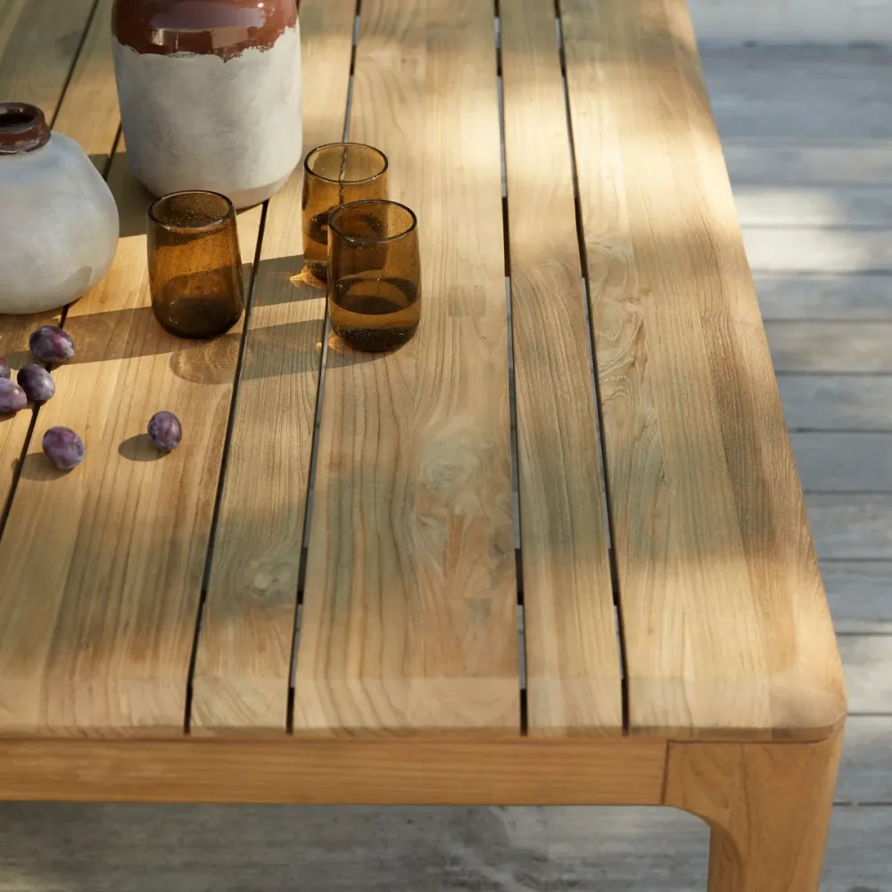 Tikamoon Tuintafelset van gerecycled massief teakhout 4 stoelen - Naturel
