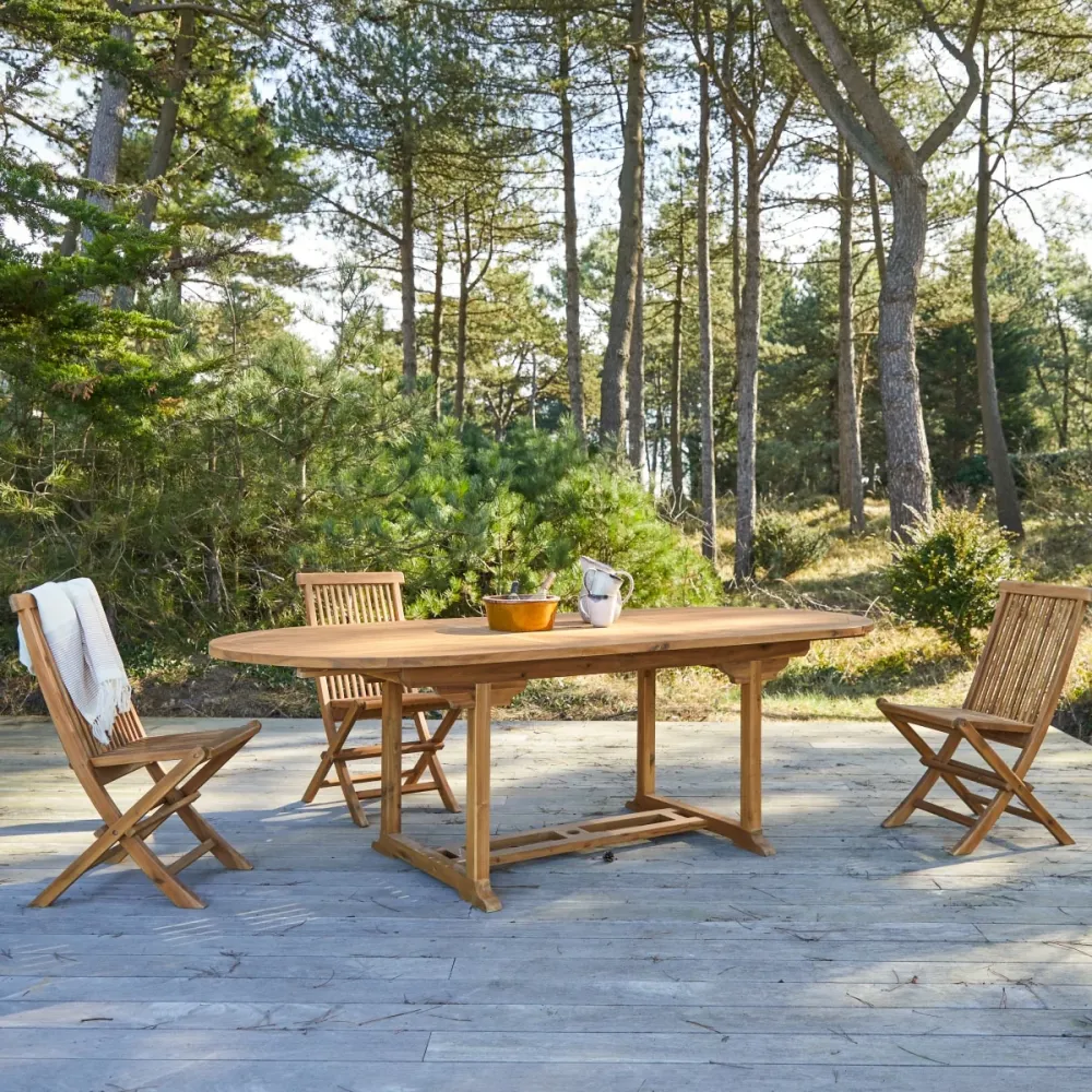 Tikamoon Uitschuifbare eettafel van massief acaciahout voor 8/10 personen - Naturel