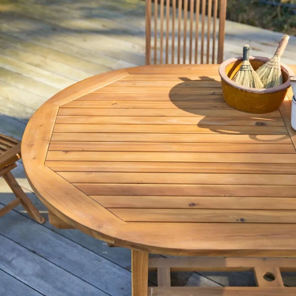 Tikamoon Uitschuifbare eettafel van massief acaciahout voor 8/10 personen - Naturel