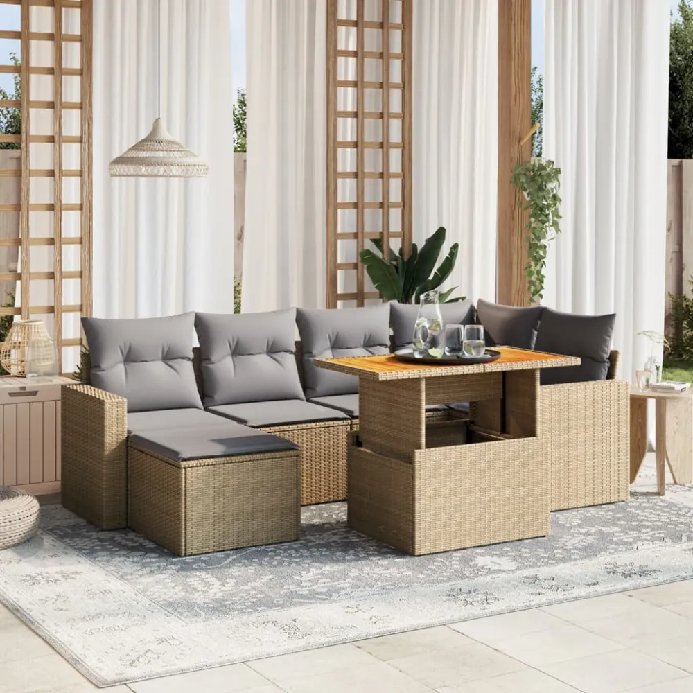 11-delige Loungeset met kussens poly rattan grijs vidaXL