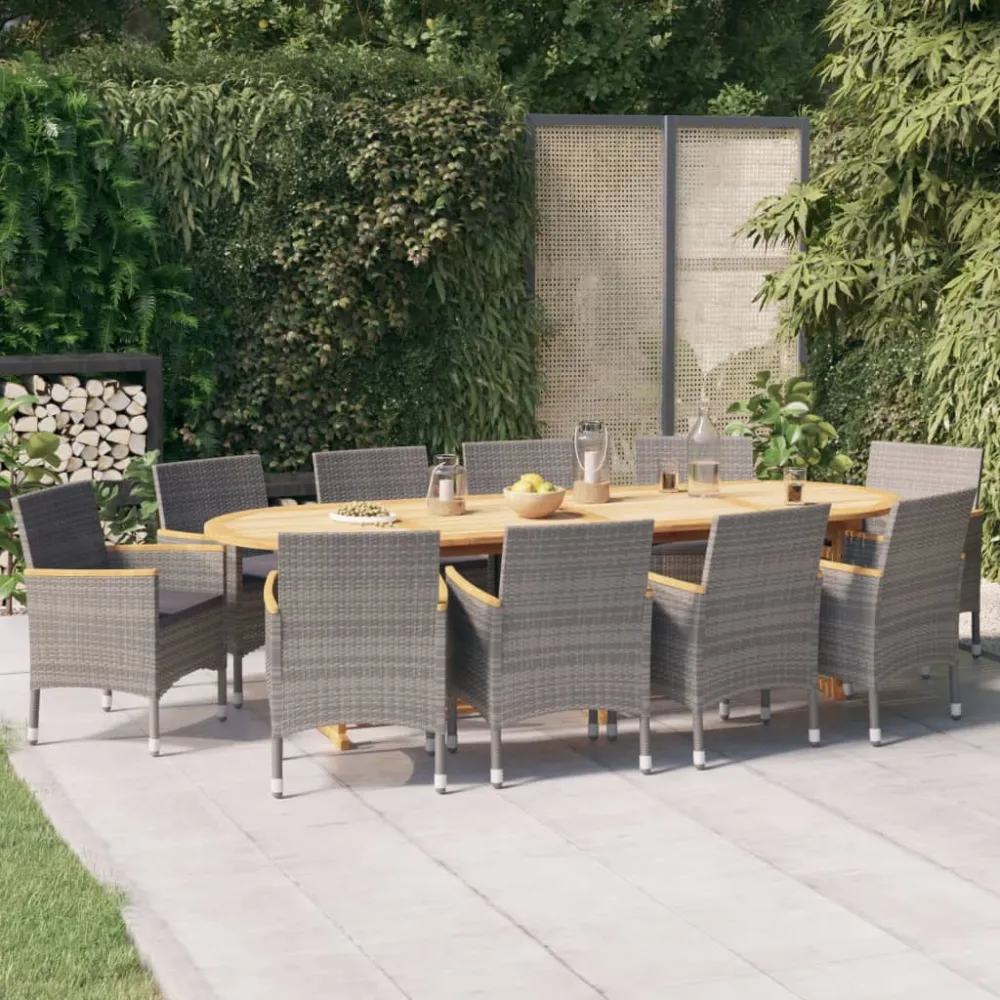 11-delige Tuinset met kussens grijs vidaXL