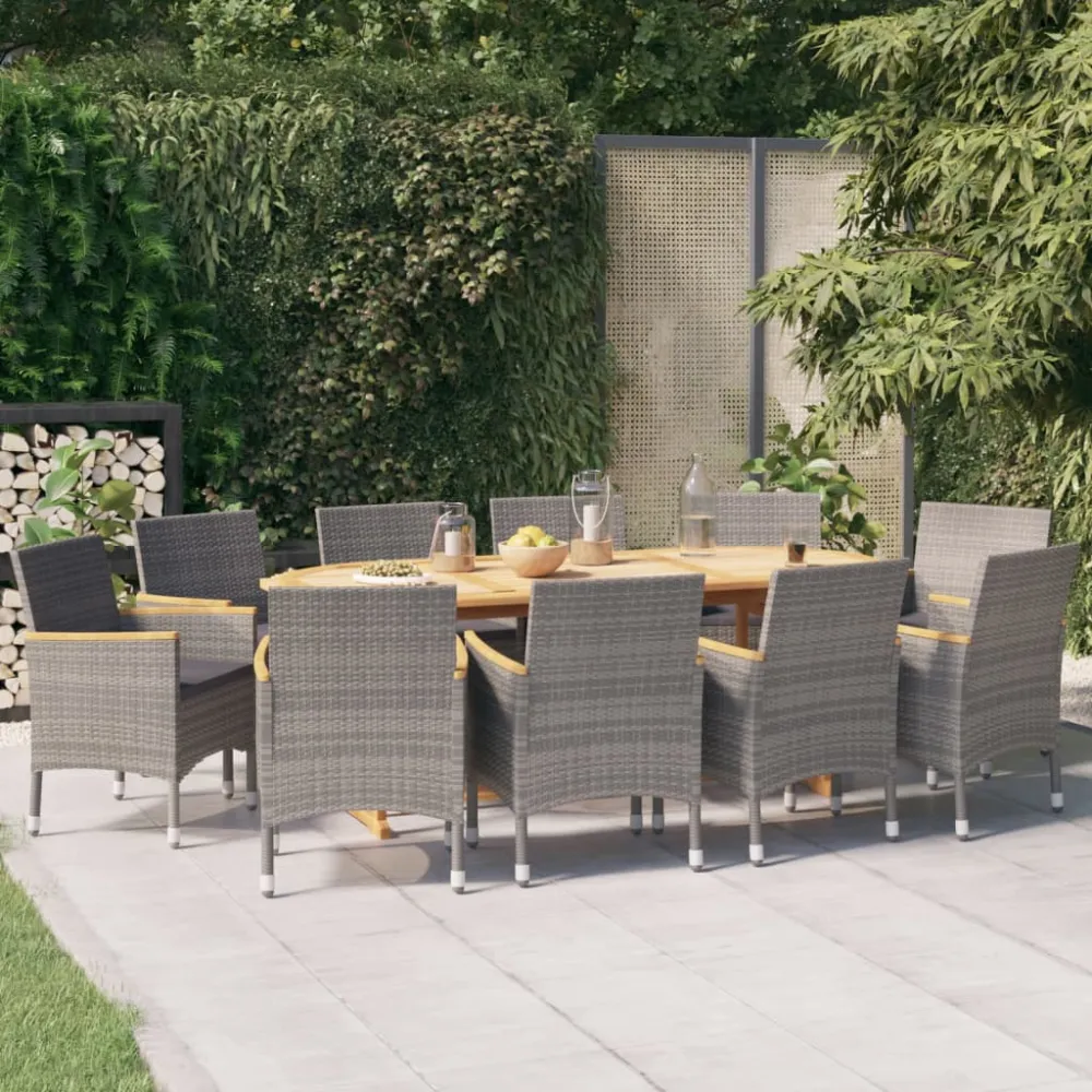 11-delige Tuinset met kussens grijs vidaXL