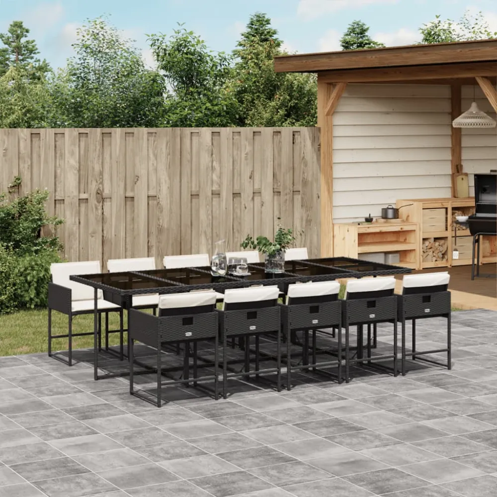 11-delige Tuinset met kussens poly rattan zwart vidaXL