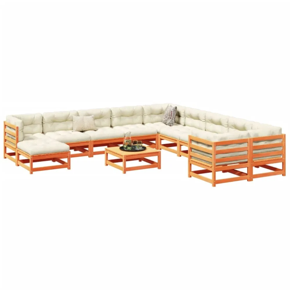 12-delige Loungeset massief grenenhout wasbruin vidaXL