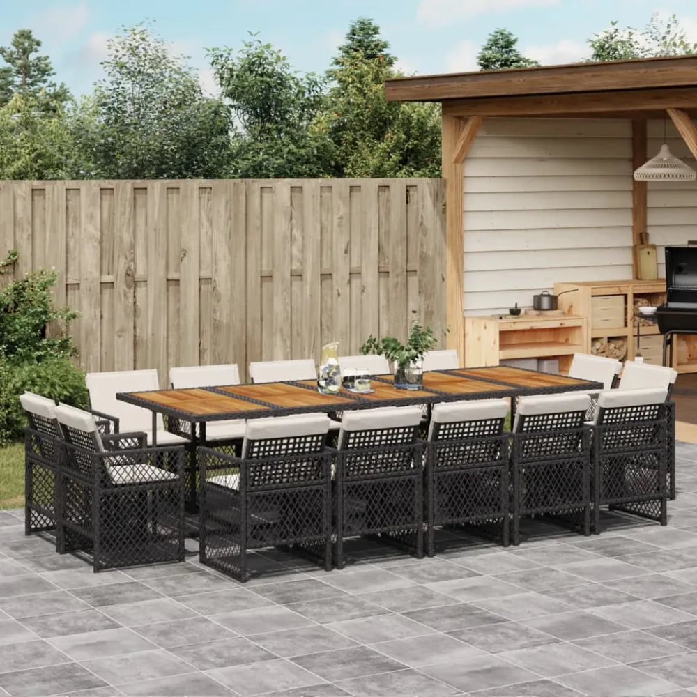 15-delige Tuinset met kussens poly rattan zwart vidaXL