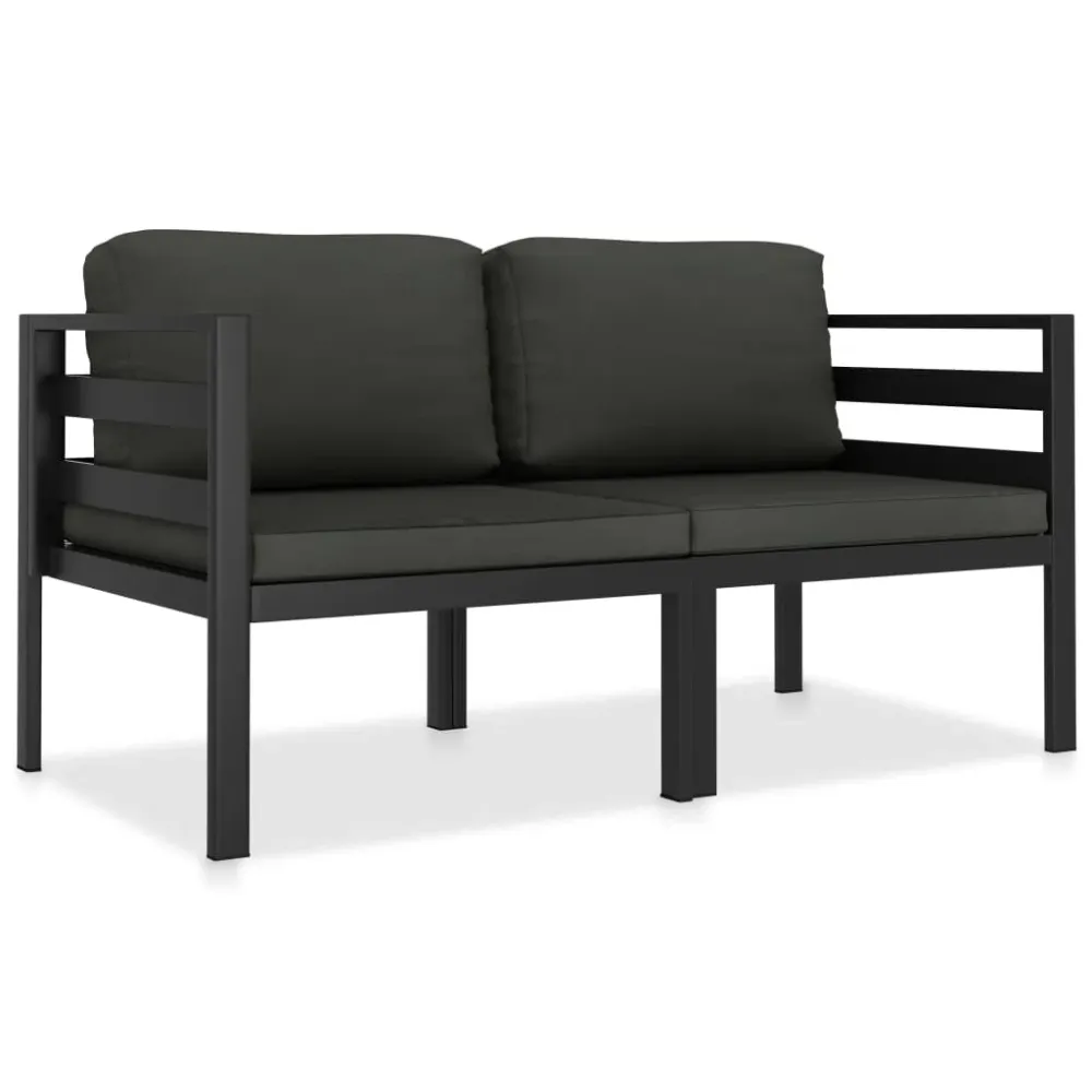 2-delige Loungeset met kussens aluminium antraciet vidaXL