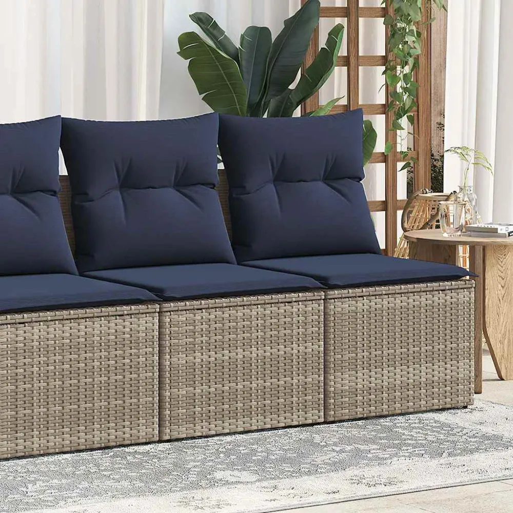 2-delige Loungeset met kussens poly rattan acacia grijs vidaXL