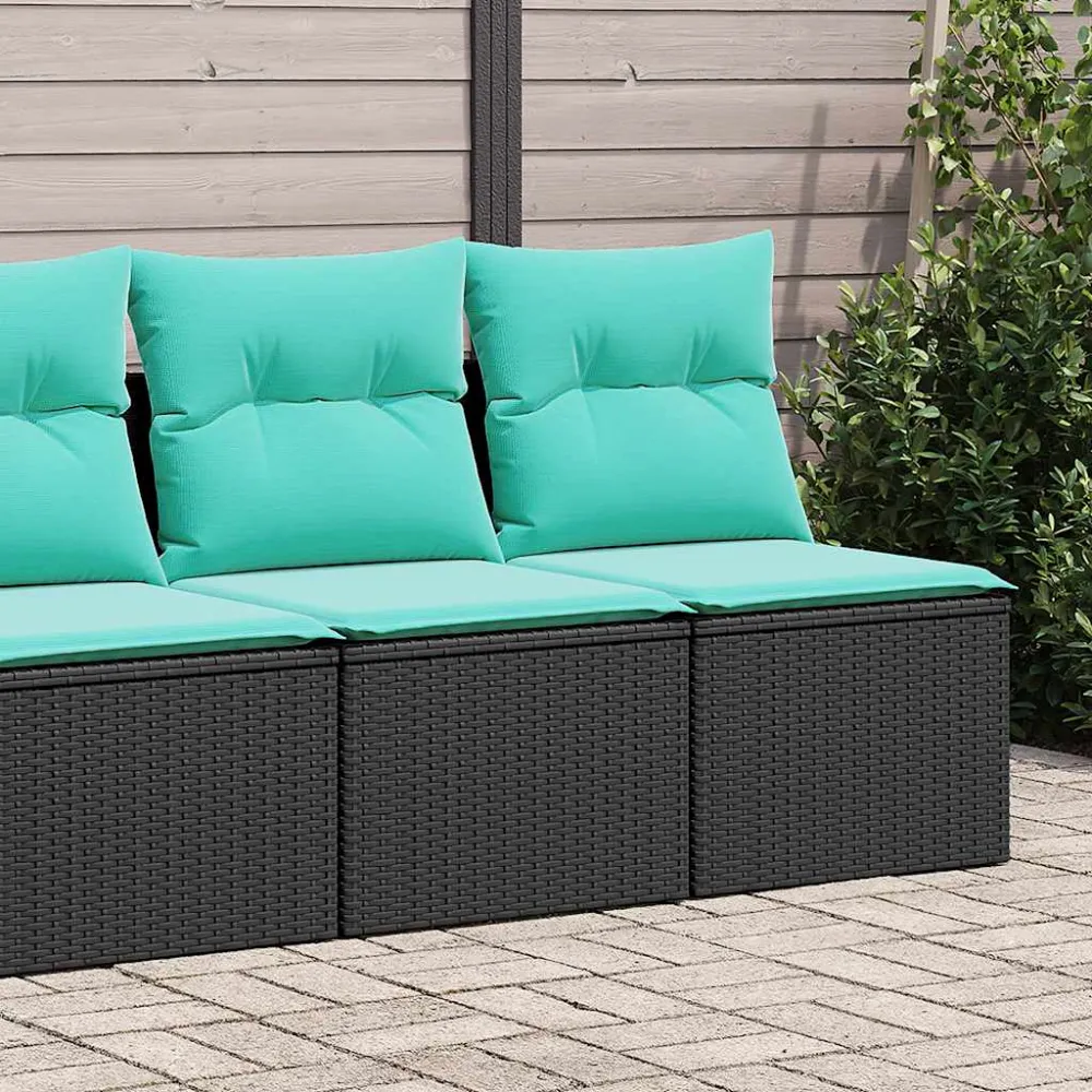 2-delige Loungeset met kussens poly rattan acacia zwart vidaXL