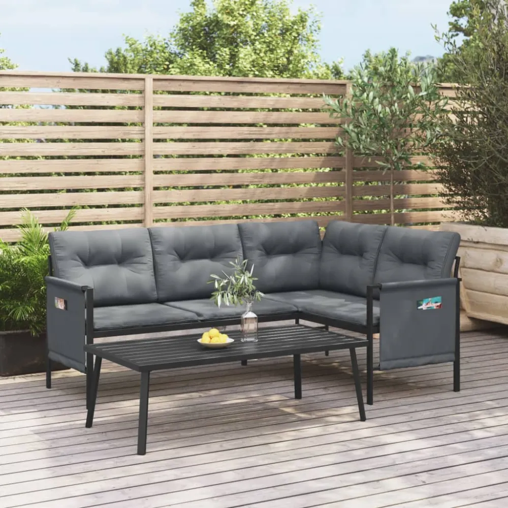 2-delige Loungeset staal antracietkleurig vidaXL