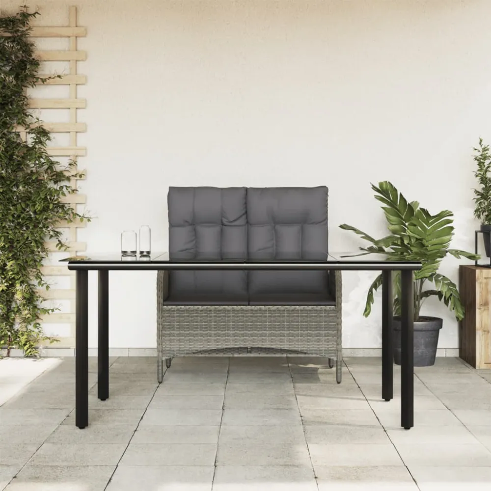 2-delige Tuinset met kussens poly rattan grijs vidaXL