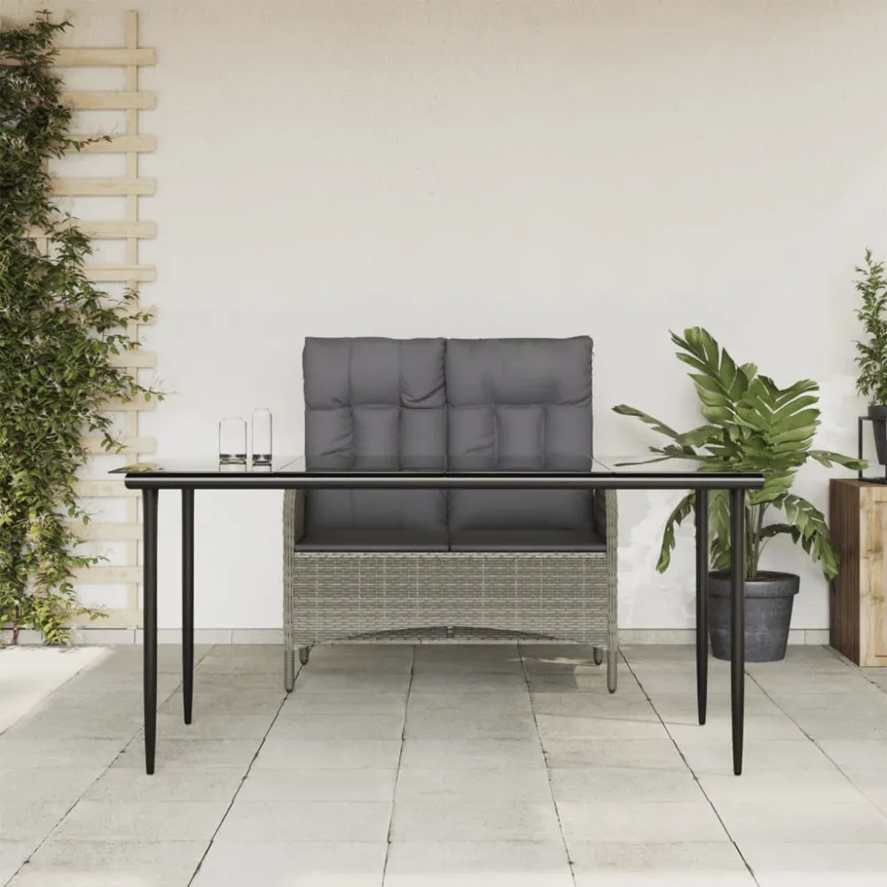 2-delige Tuinset met kussens poly rattan grijs vidaXL