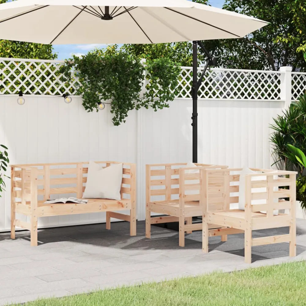 3-delige Loungeset massief grenenhout vidaXL