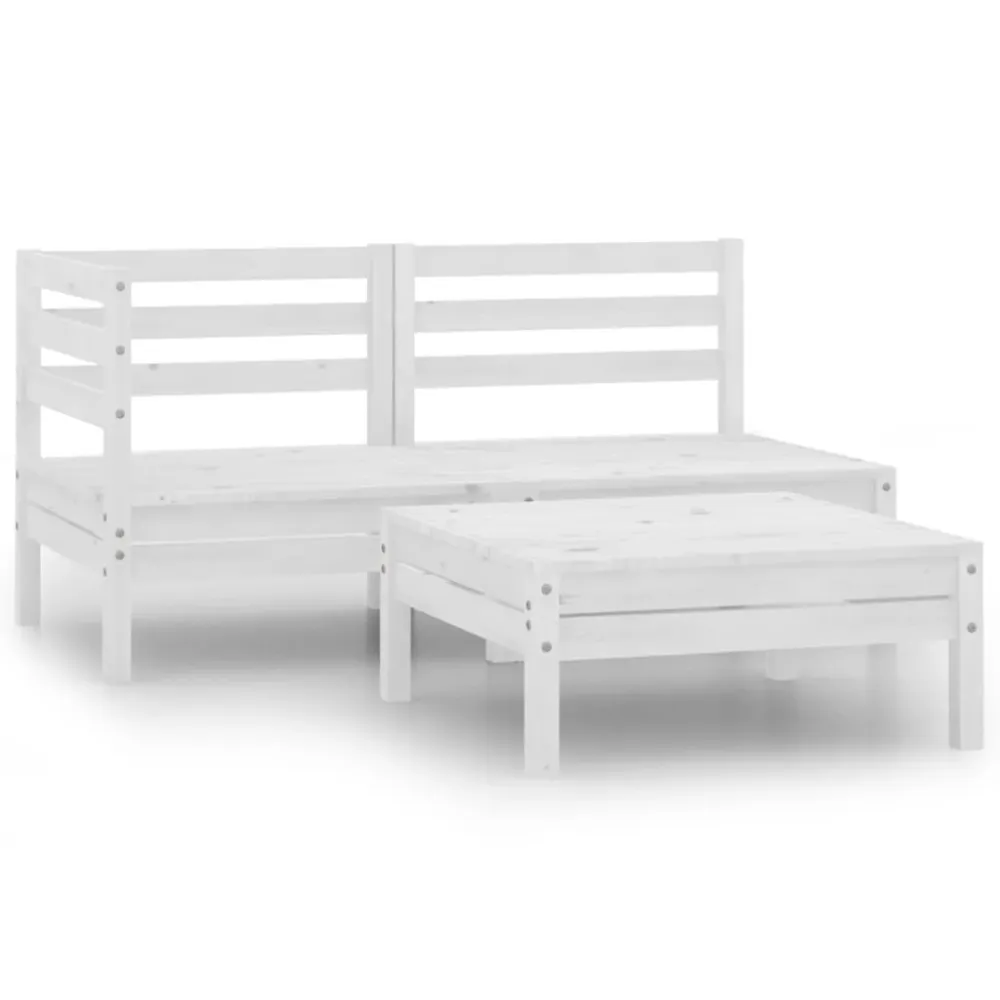 3-delige Loungeset massief grenenhout wit vidaXL