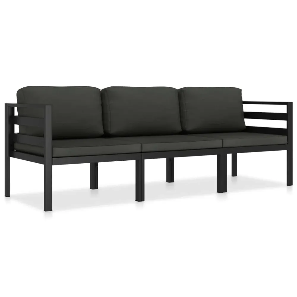 3-delige Loungeset met kussens aluminium antraciet vidaXL