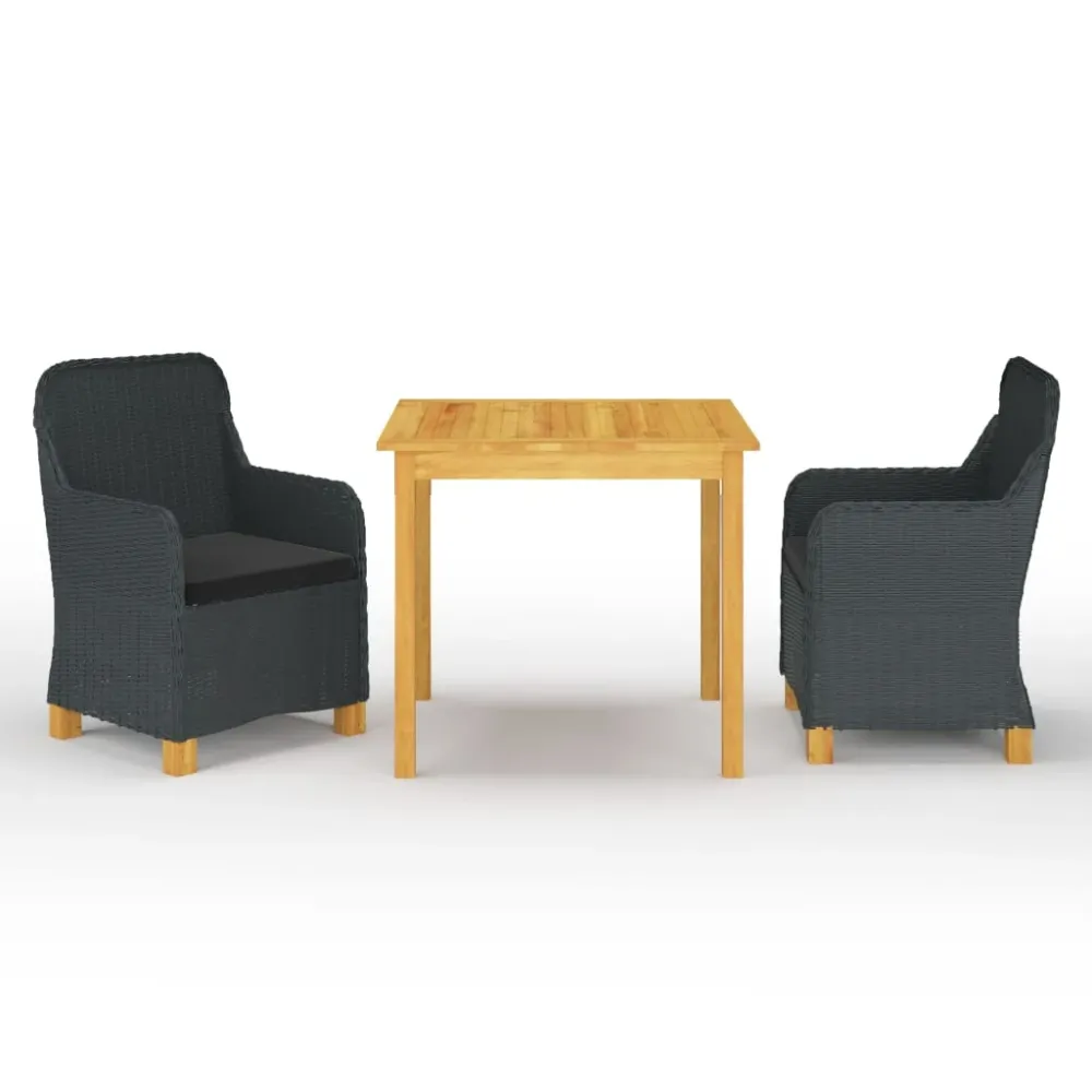 3-delige Tuinset donkergrijs vidaXL