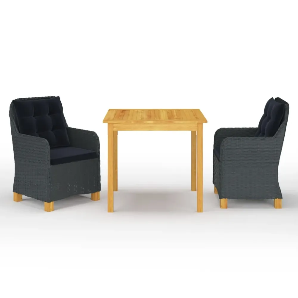 3-delige Tuinset donkergrijs vidaXL