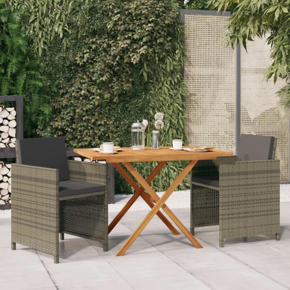3-delige Tuinset met kussens grijs vidaXL
