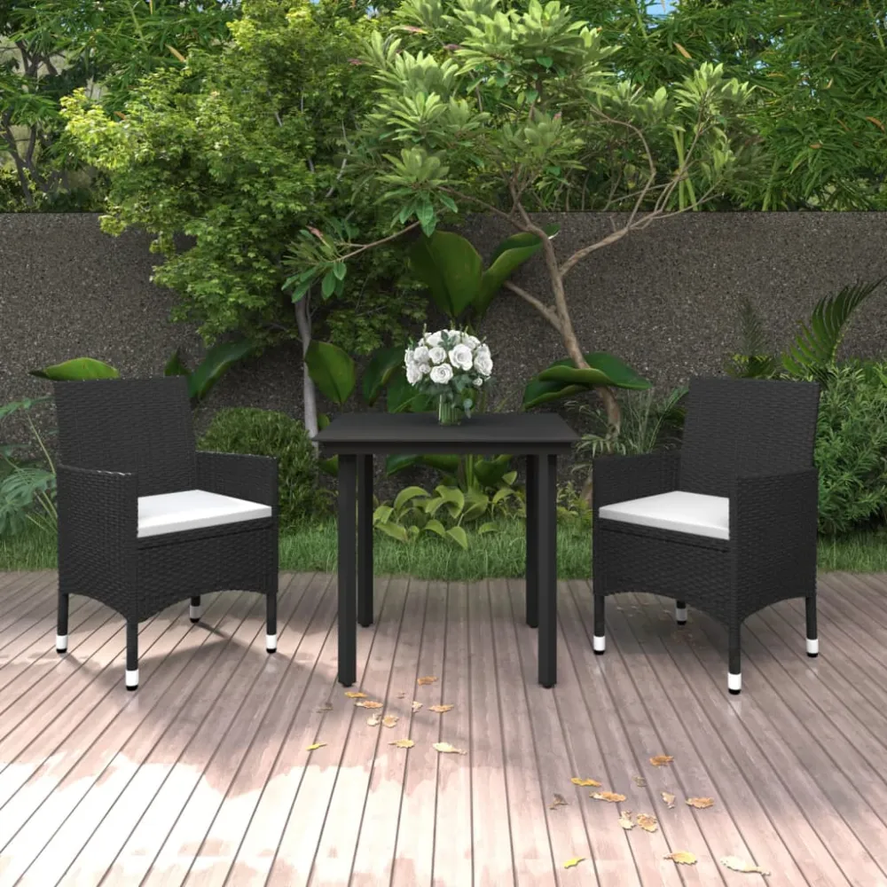 3-delige Tuinset met kussens poly rattan en glas vidaXL