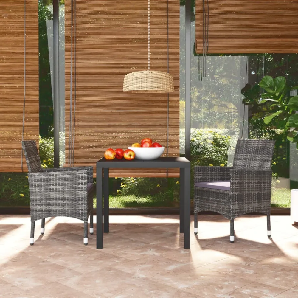 3-delige Tuinset met kussens poly rattan grijs vidaXL