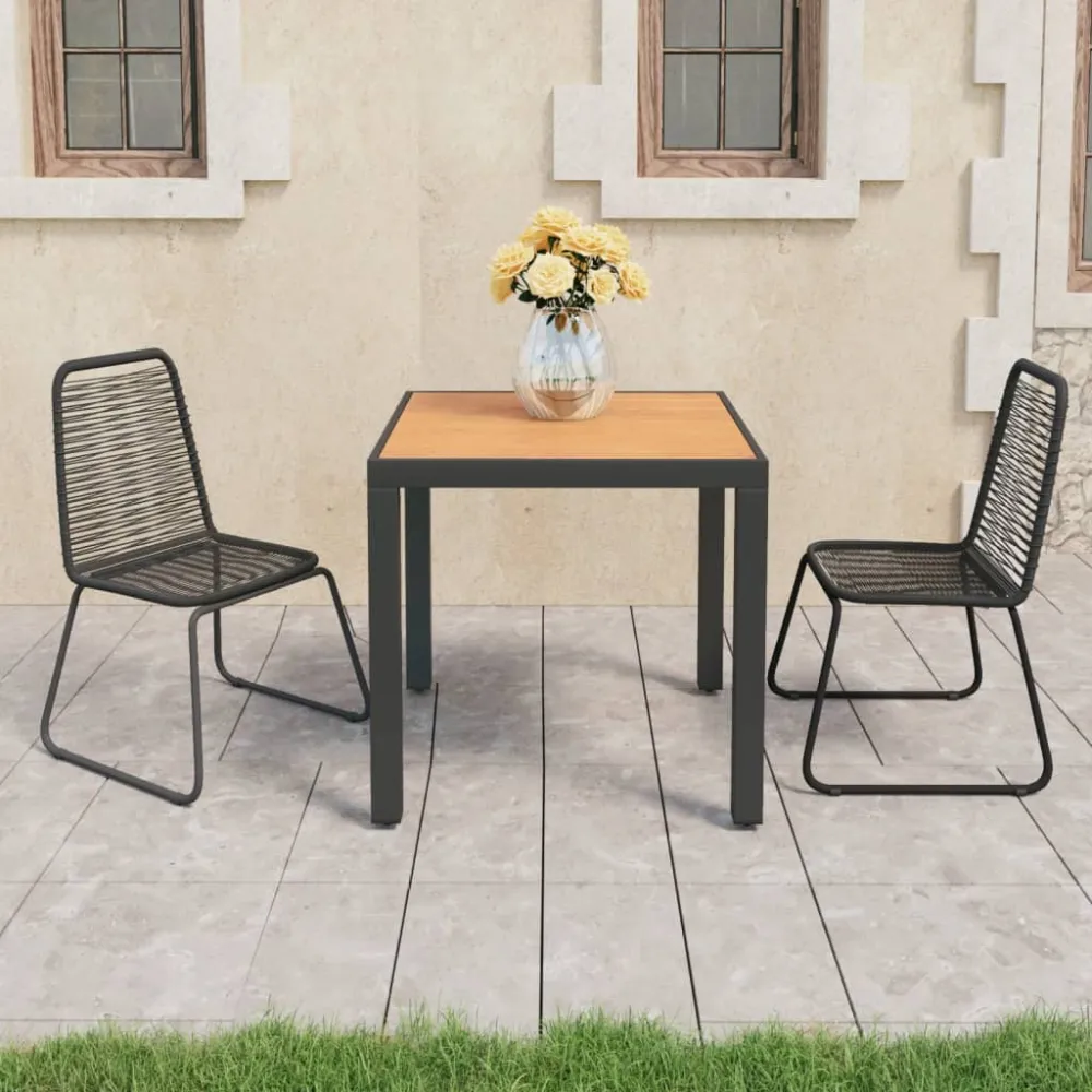 3-delige Tuinset PVC-rattan zwart en bruin vidaXL