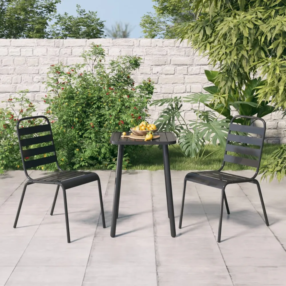 3-delige Tuinset staal antracietkleurig vidaXL