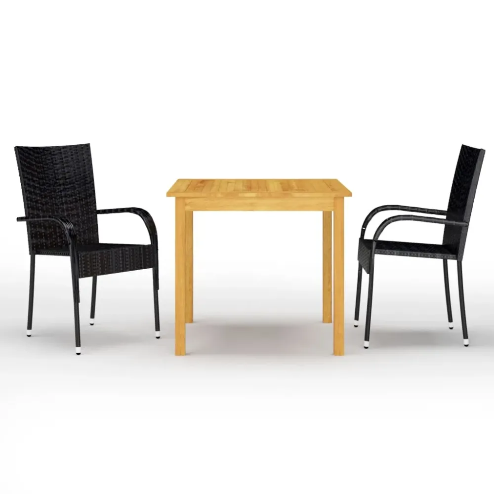 3-delige Tuinset zwart vidaXL