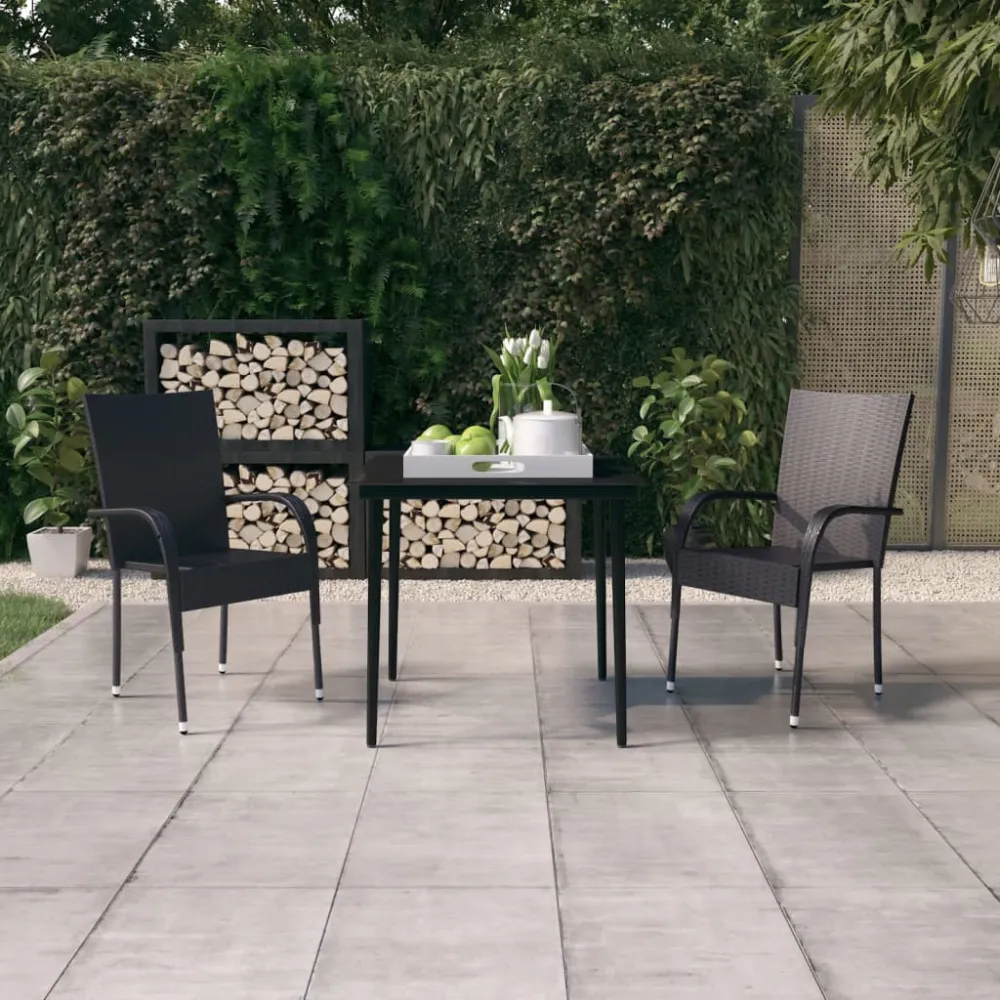 3-delige Tuinset zwart vidaXL