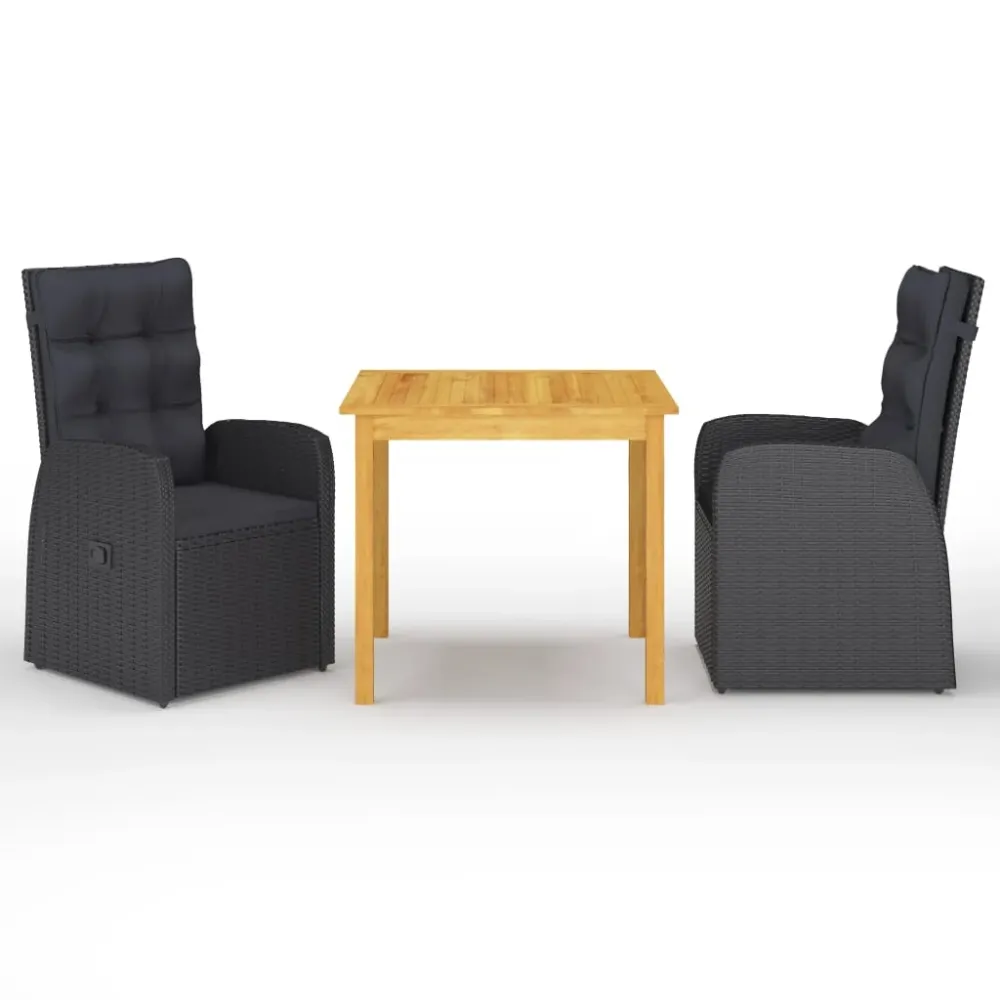 3-delige Tuinset zwart vidaXL