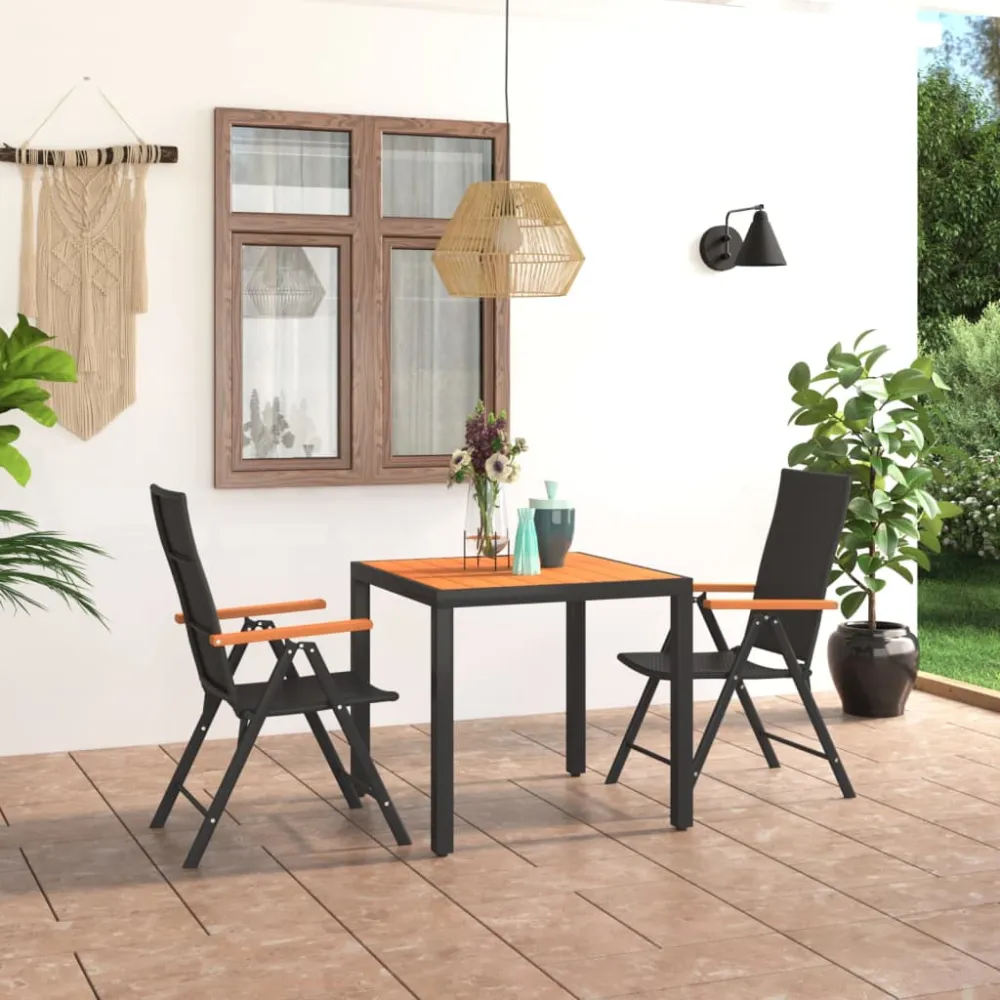 3-delige Tuinset zwart en bruin vidaXL