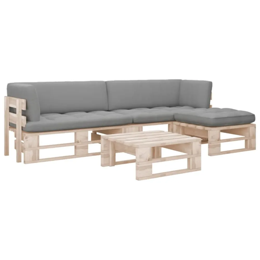 4-delige Loungeset pallet met kussens geïmpregneerd grenenhout vidaXL