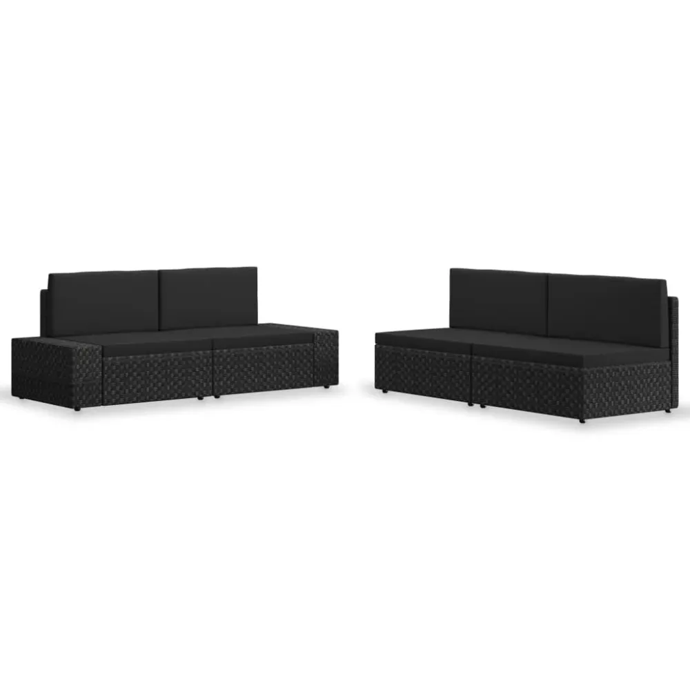 4-delige Loungeset poly rattan zwart vidaXL