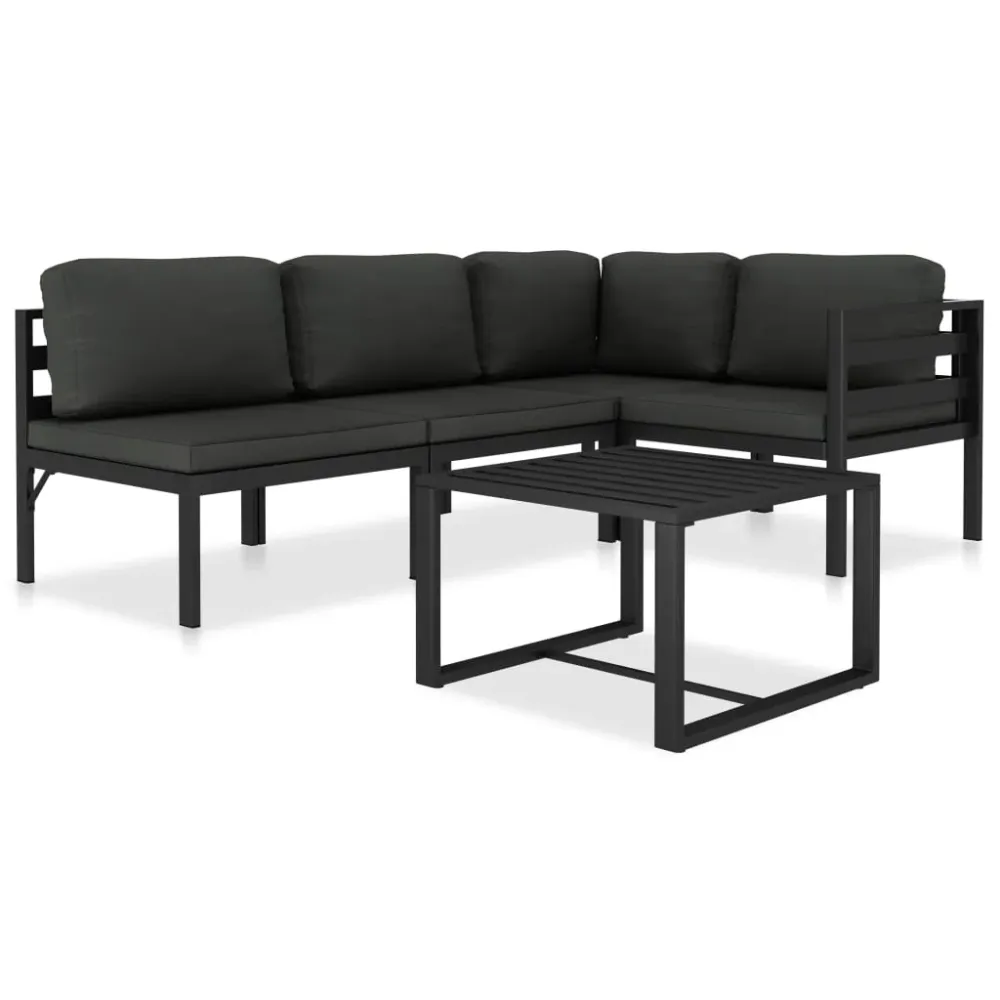 5-delige Loungeset met kussens aluminium antraciet vidaXL