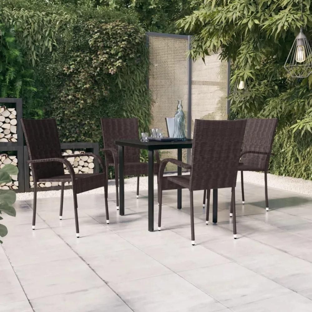 5-delige Tuinset bruin en zwart vidaXL