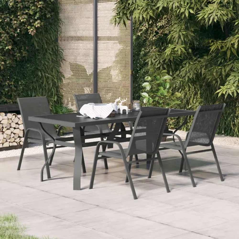 5-delige Tuinset grijs en zwart vidaXL