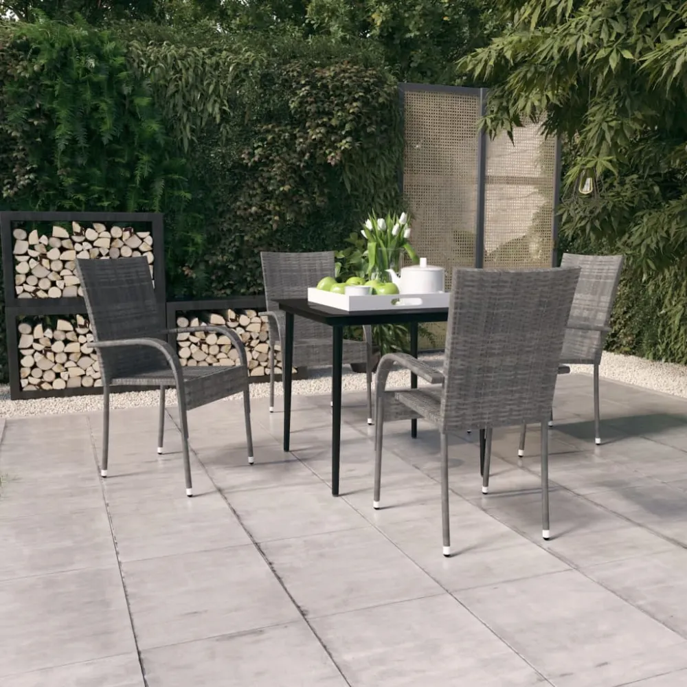 5-delige Tuinset grijs en zwart vidaXL