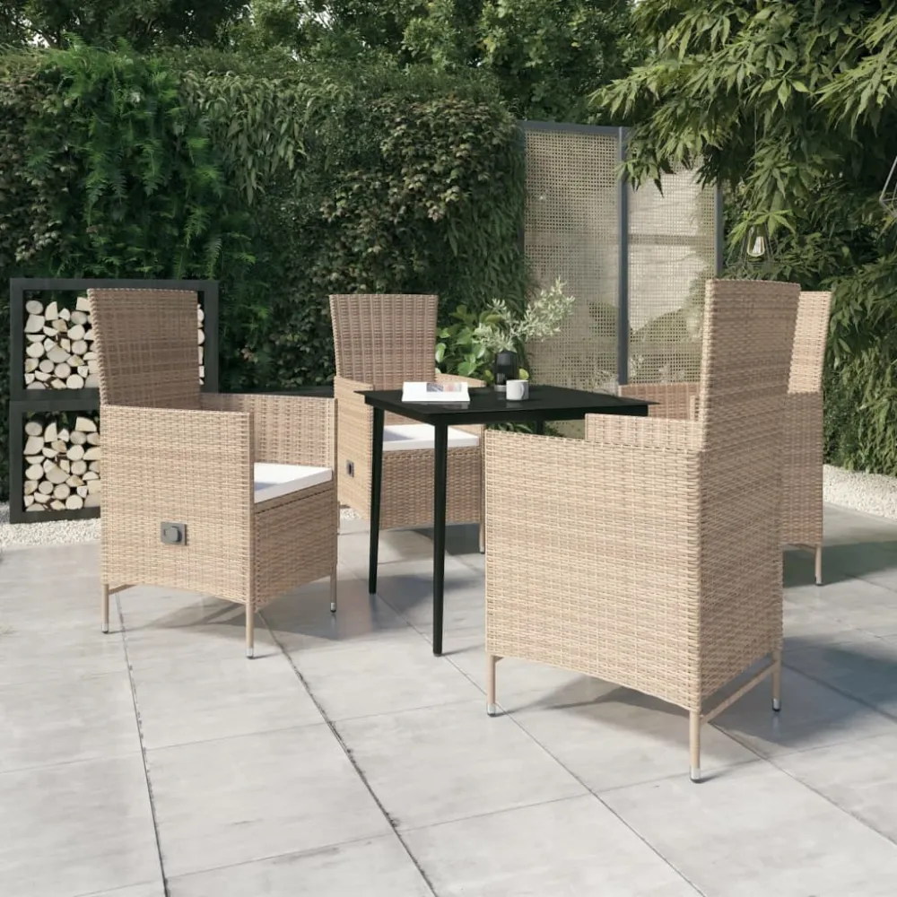 5-delige Tuinset met kussens beige vidaXL