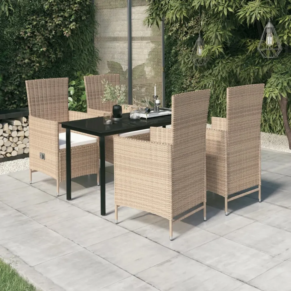 5-delige Tuinset met kussens beige vidaXL