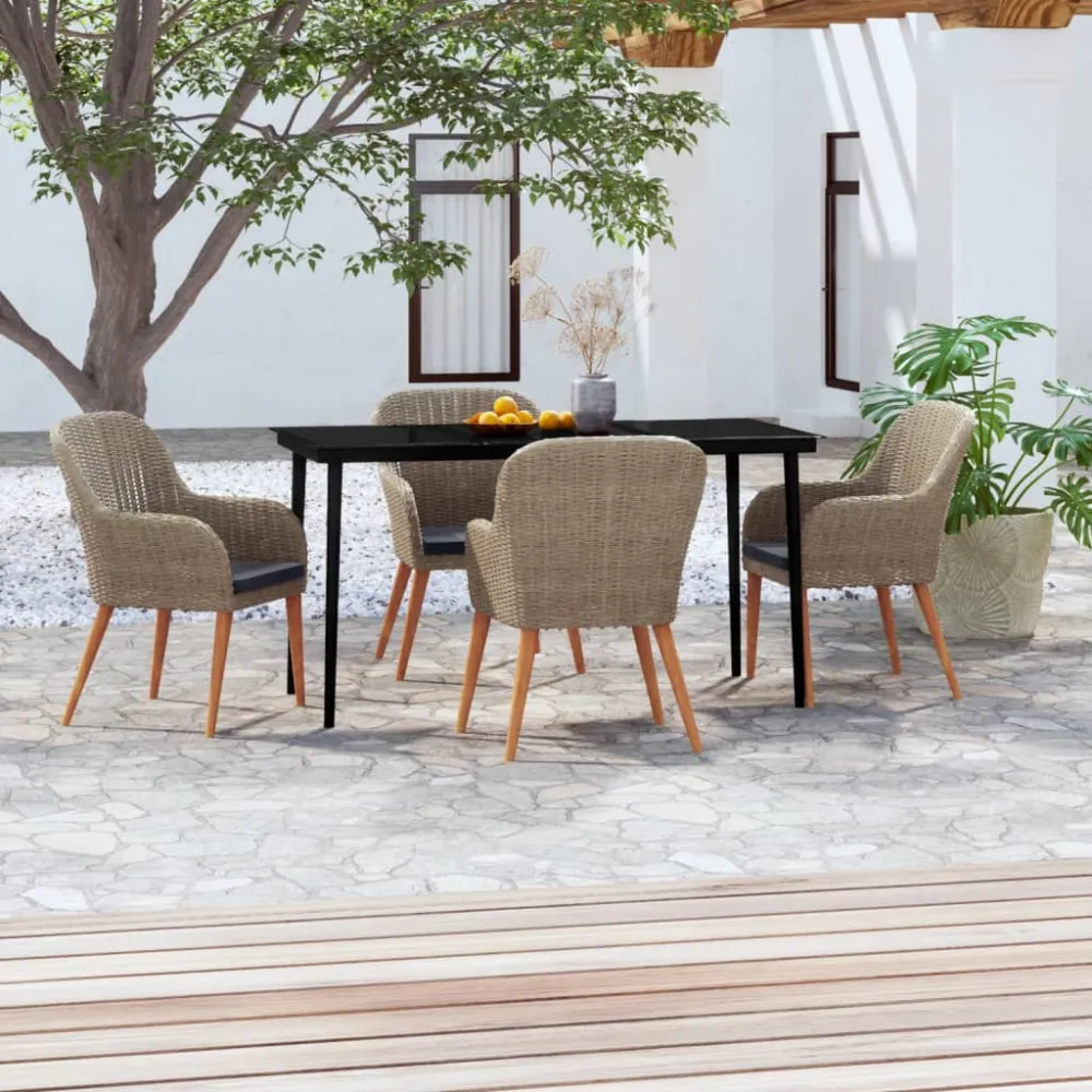 5-delige Tuinset met kussens bruin vidaXL