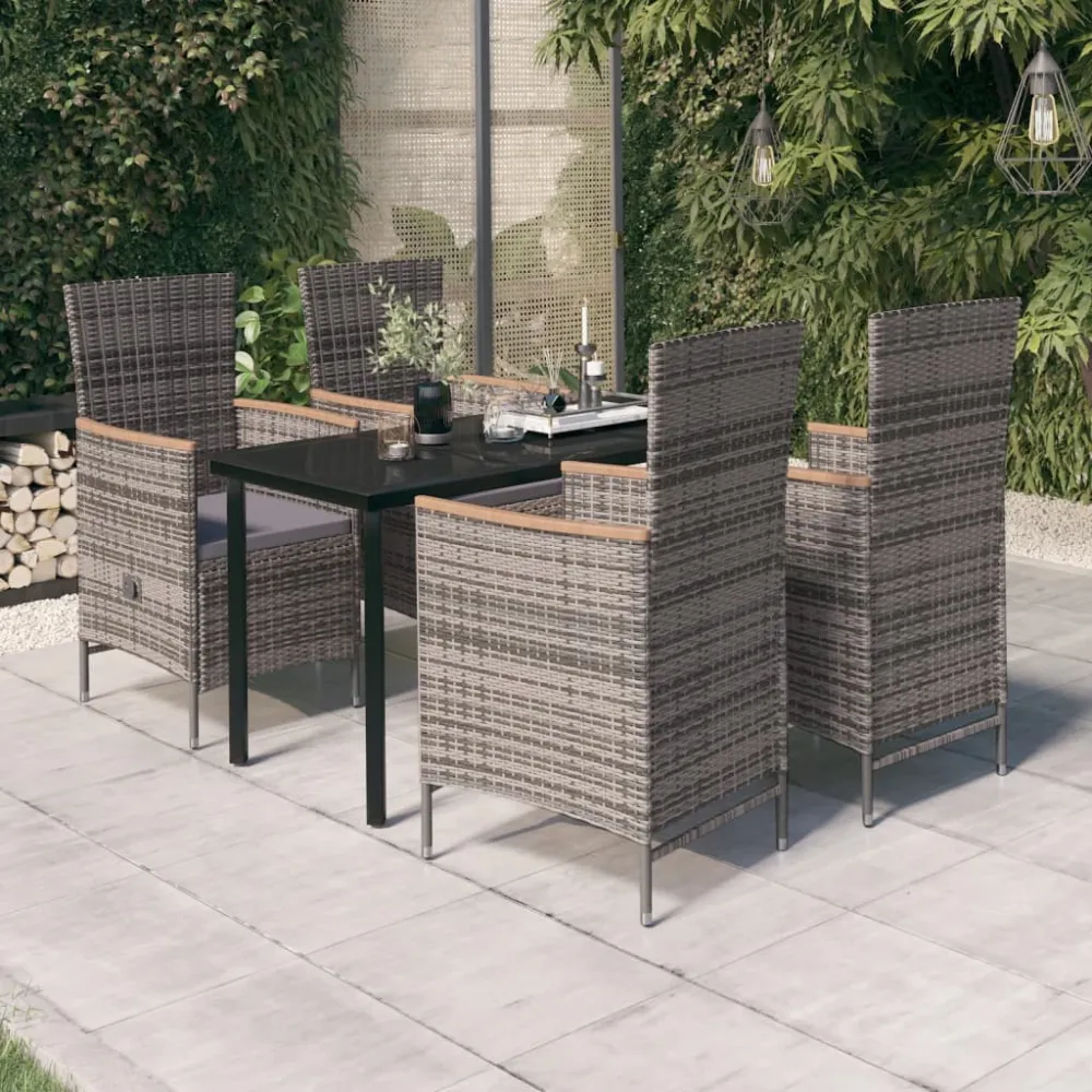 5-delige Tuinset met kussens grijs vidaXL