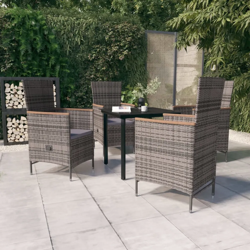 5-delige Tuinset met kussens grijs vidaXL