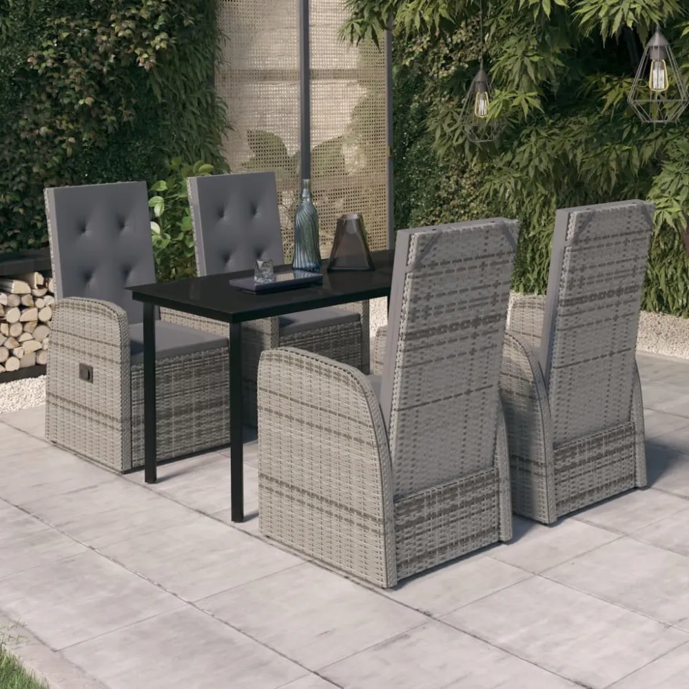 5-delige Tuinset met kussens grijs vidaXL