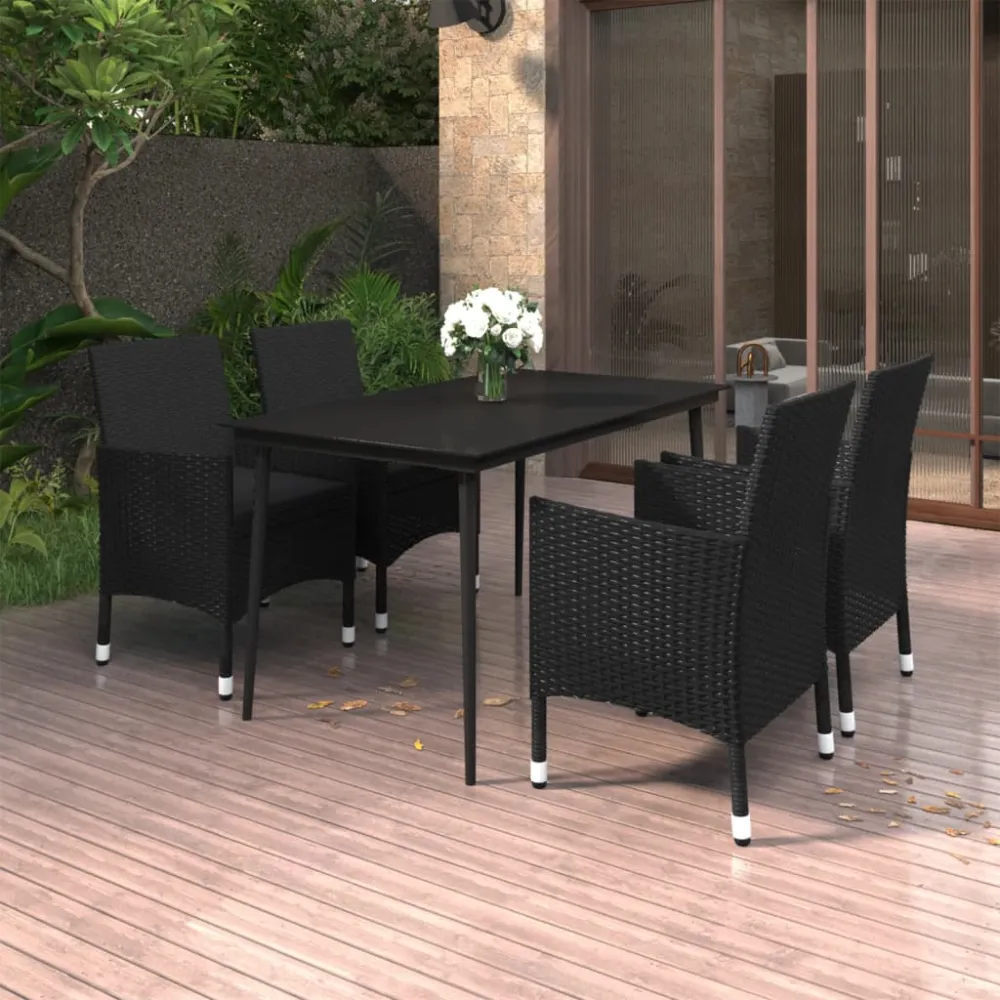 5-delige Tuinset met kussens poly rattan en glas vidaXL