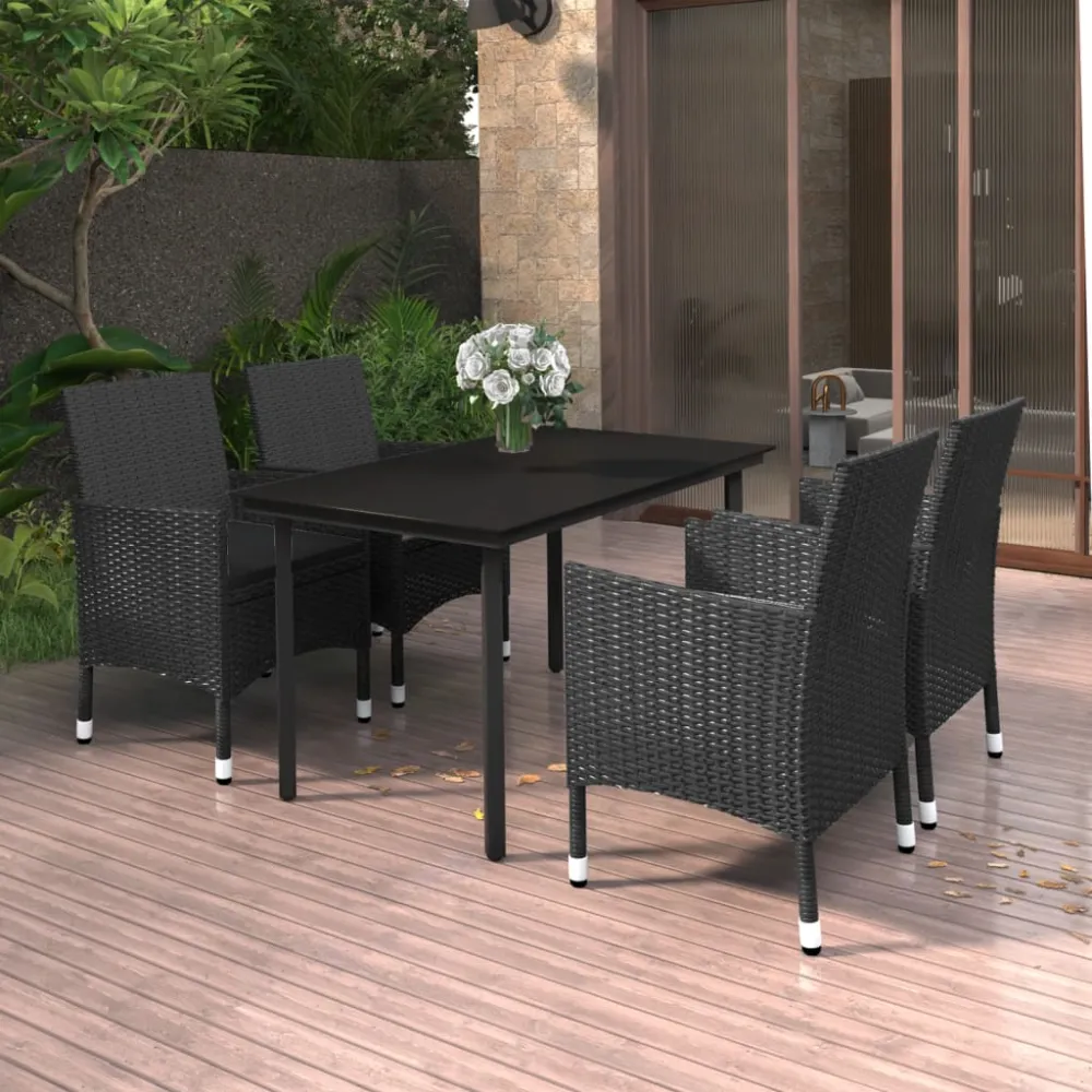 5-delige Tuinset met kussens poly rattan en glas vidaXL