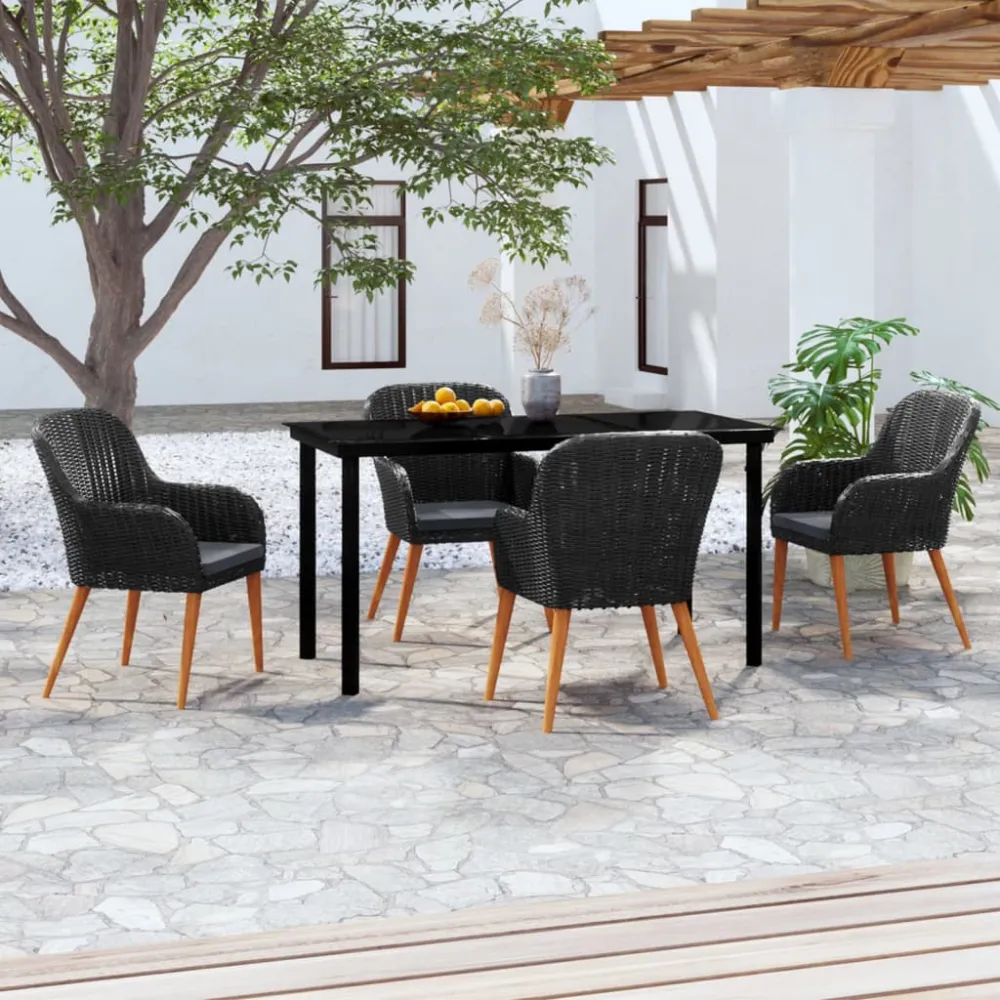 5-delige Tuinset met kussens zwart vidaXL