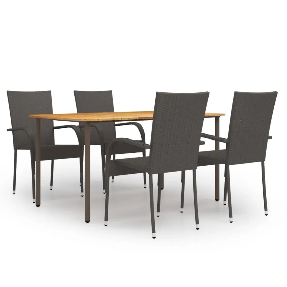5-delige Tuinset poly rattan bruin vidaXL