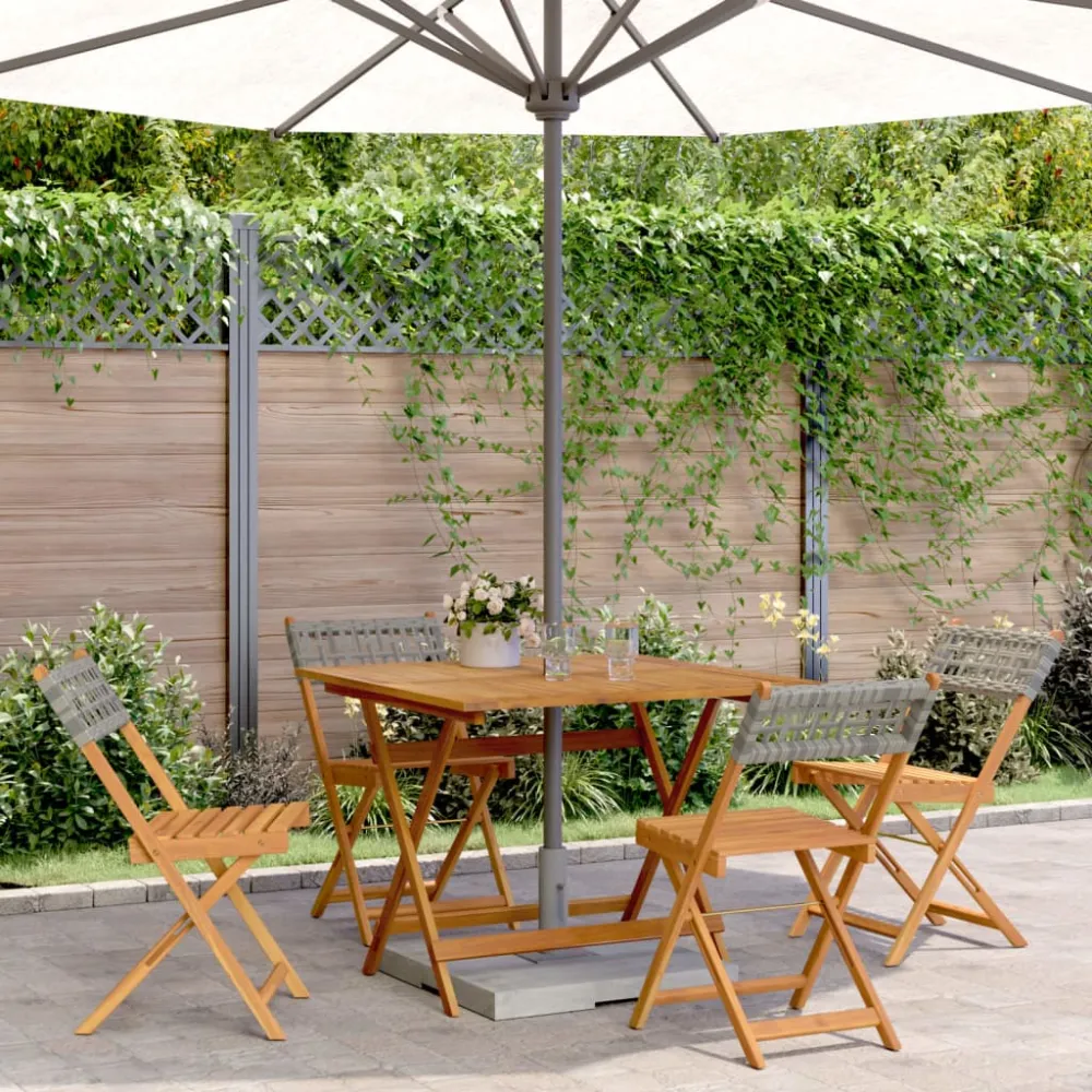 5-delige Tuinset poly rattan en massief hout grijs vidaXL