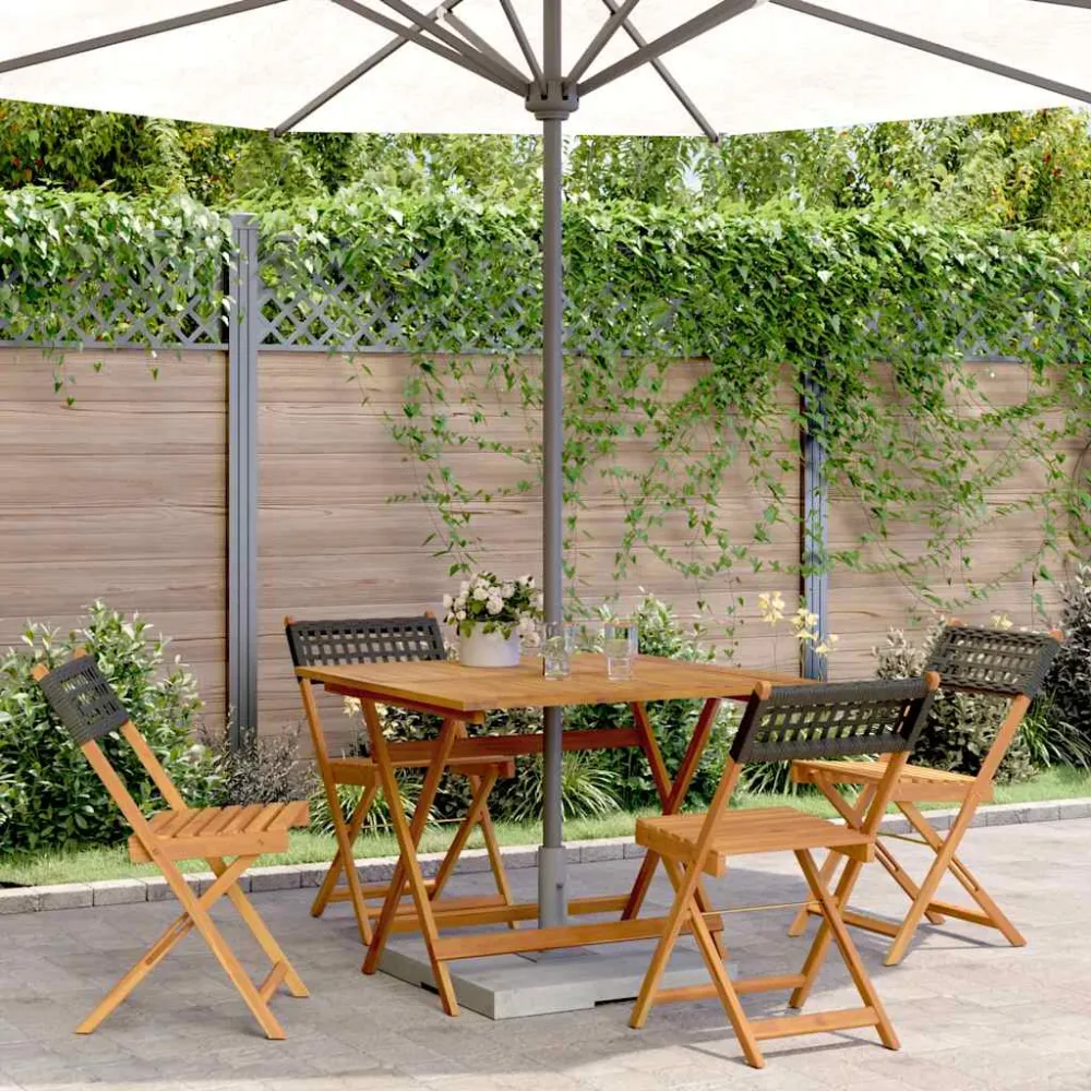 5-delige Tuinset poly rattan en massief hout zwart vidaXL