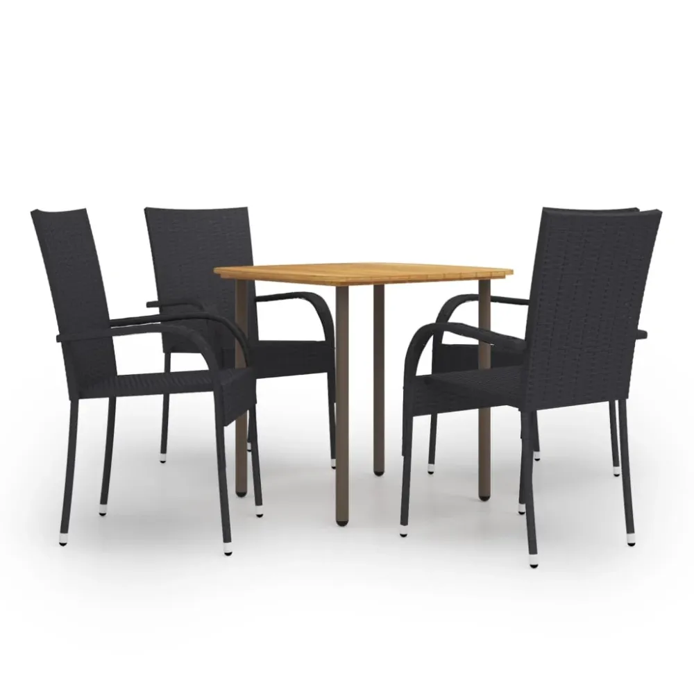 5-delige Tuinset poly rattan zwart vidaXL